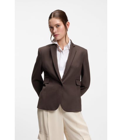 Boss Slim Fit Blazer With Angled Darts Dark Brown Women's