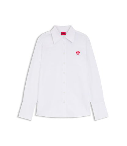 Hugo Relaxed Fit Blouse With Heart Logo White Women's
