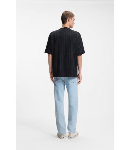 Hugo Cotton Jersey T Shirt With Happy Hugos And Stripe Black