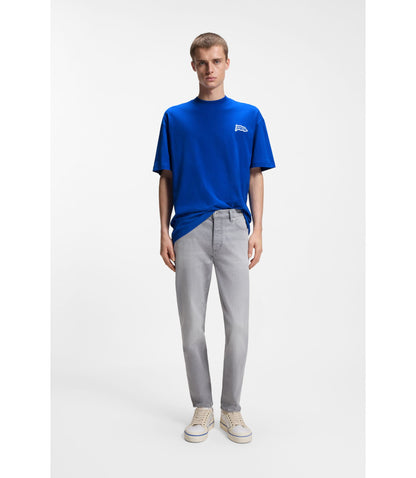 Hugo Flag Logo T Shirt In Cotton Jersey Light Blue