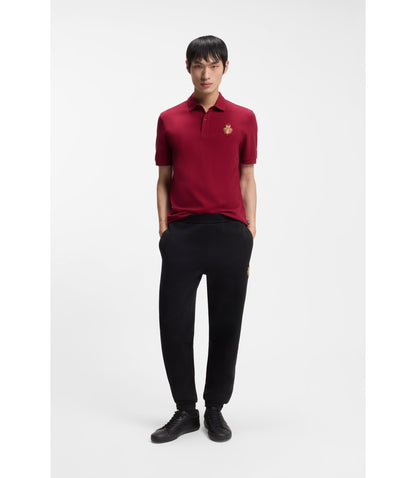 Boss Year Of The Horse Logo Artwork Polo Shirt In Cotton Piqu Red