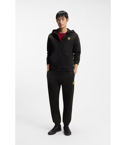 Boss Year Of The Horse Logo Artwork Tracksuit Bottoms In Cotton Terry Black
