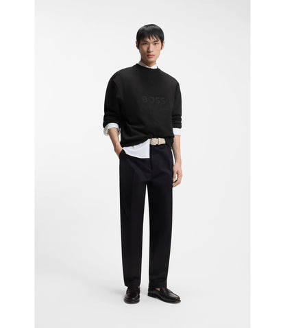 Boss Logo Artwork T Shirt In Cotton Terry Black
