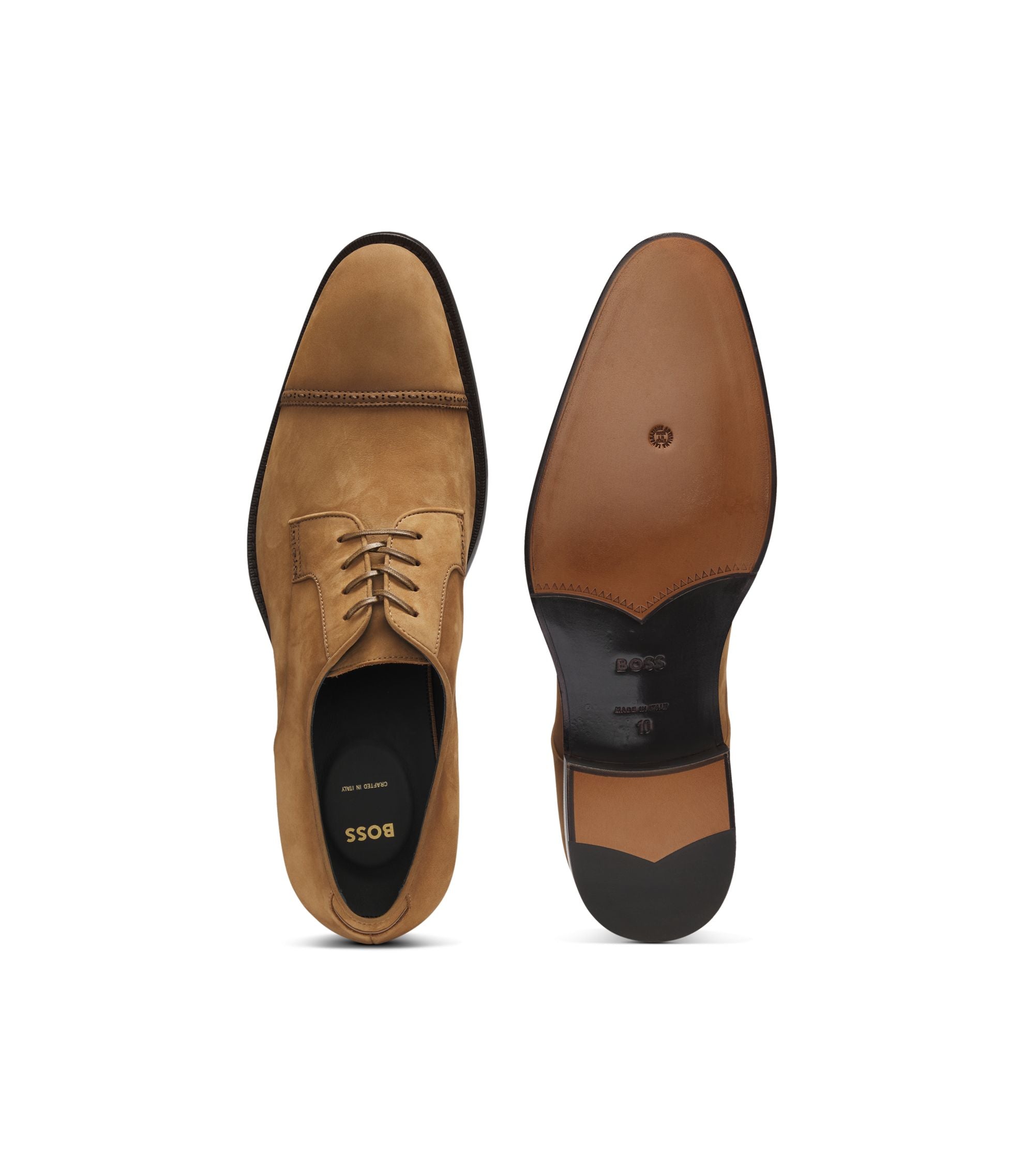 Boss Derby Shoes In Suede With Stitched Details Brown Brown