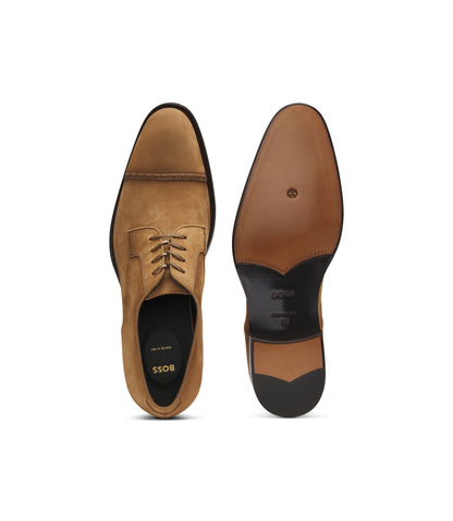 Boss Derby Shoes In Suede With Stitched Details Brown Brown