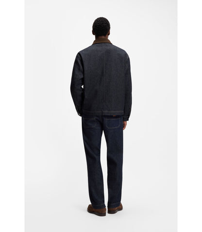 Boss Indigo Denim Jacket With Contrast Collar Dark Blue
