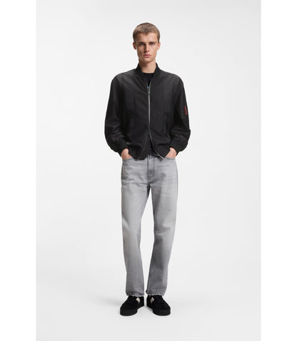 Hugo Water Repellent Bomber Jacket In Coated Satin Black