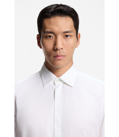 Boss Regular Fit Shirt In Italian Monogrammed Cotton White