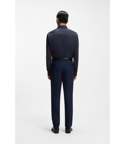 Boss Regular Fit Shirt In Italian Monogrammed Cotton Dark Blue