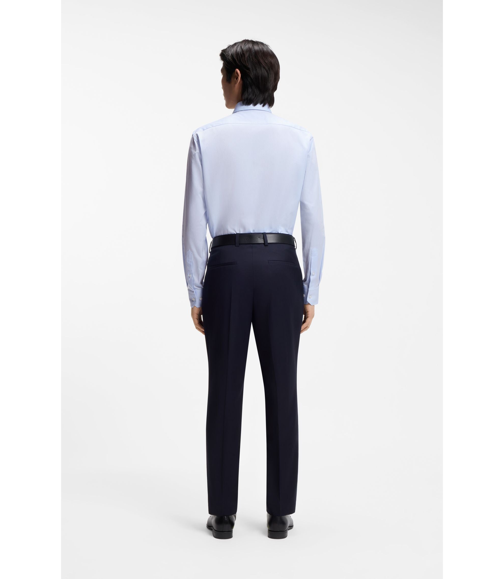 Boss Regular Fit Shirt In Italian Monogrammed Cotton Light Blue