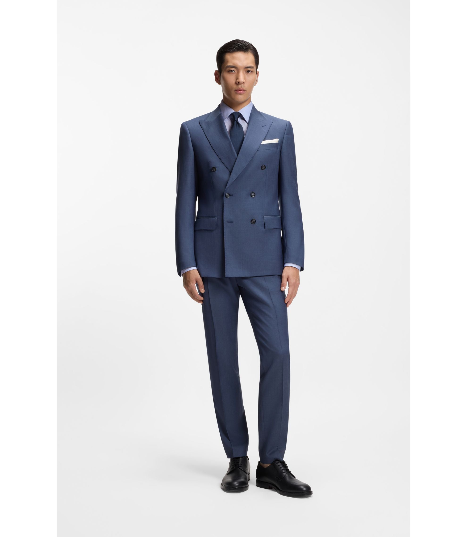 Boss Wrinkle Resistant Regular Fit Shirt In Cotton Light Blue