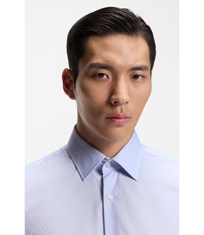 Boss Wrinkle Resistant Regular Fit Shirt In Cotton Light Blue