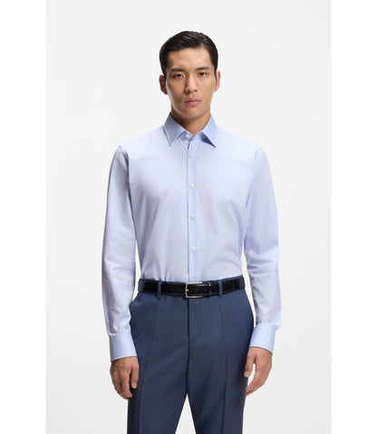 Boss Wrinkle Resistant Regular Fit Shirt In Cotton Light Blue