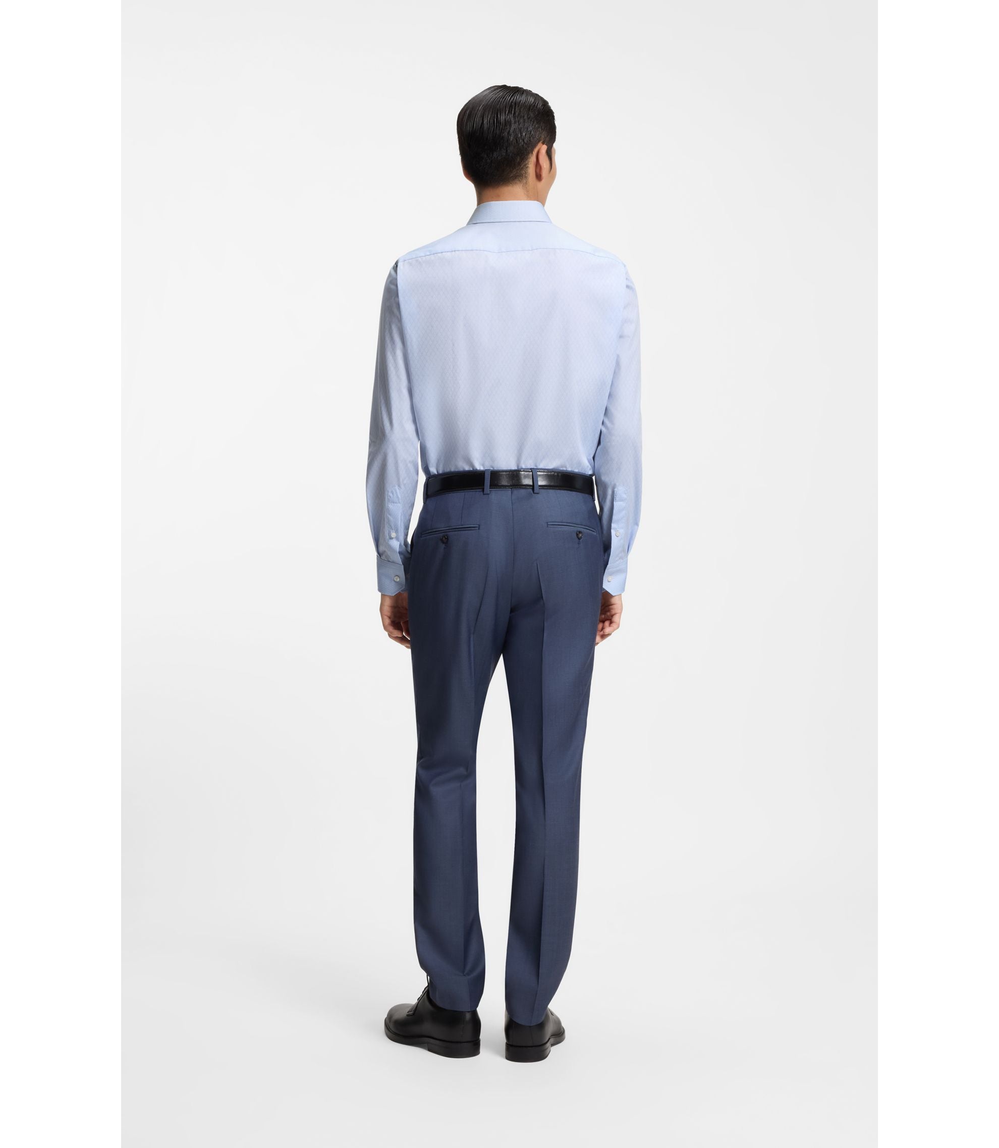 Boss Wrinkle Resistant Regular Fit Shirt In Cotton Light Blue