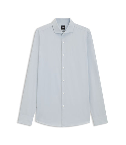 Boss Slim Fit Shirt In Italian Made Cotton Chambray Light Green