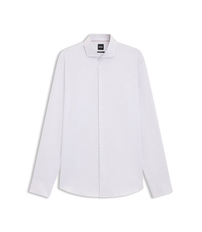 Boss Regular Fit Shirt In Structured Italian Made Cotton Khaki