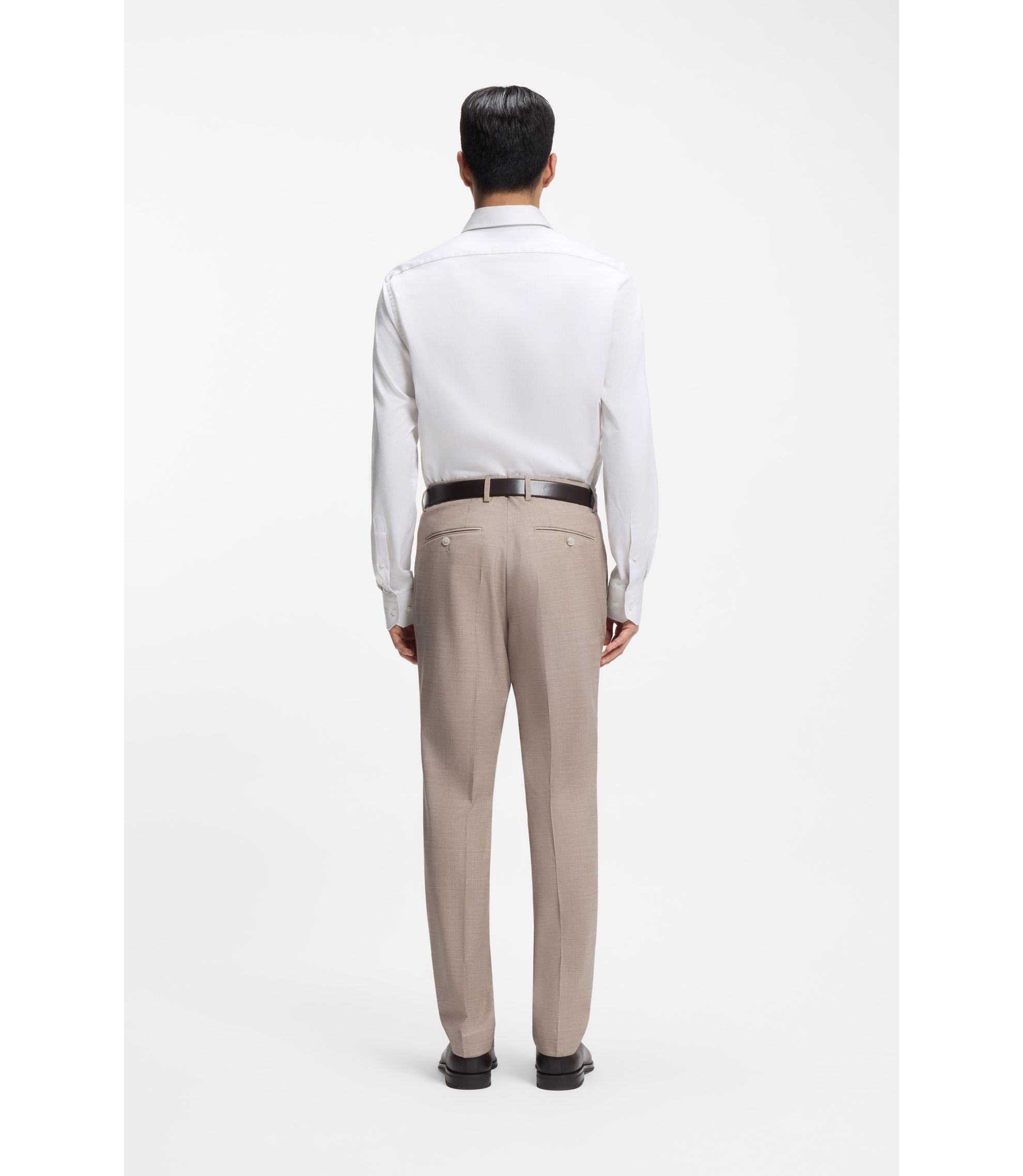 Boss Regular Fit Shirt In Structured Italian Made Cotton Khaki