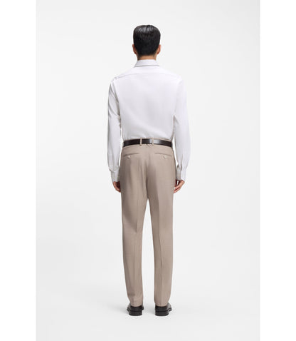 Boss Regular Fit Shirt In Structured Italian Made Cotton Khaki