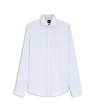Boss Regular Fit Shirt In Structured Italian Made Cotton Blue