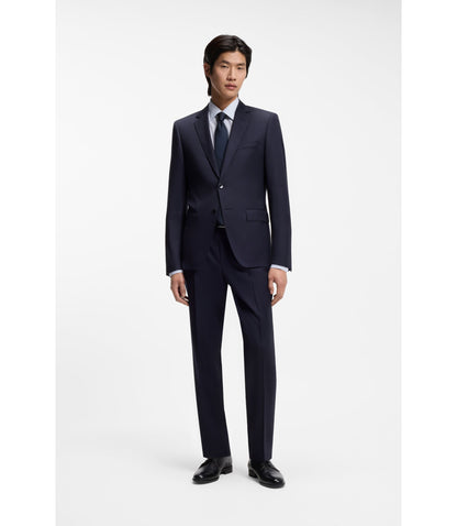 Boss Printed Slim Fit Shirt In Italian Made Twill Light Blue