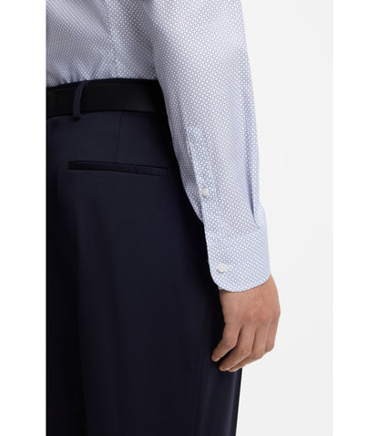 Boss Printed Slim Fit Shirt In Italian Made Twill Light Blue