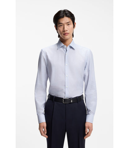 Boss Printed Slim Fit Shirt In Italian Made Twill Light Blue