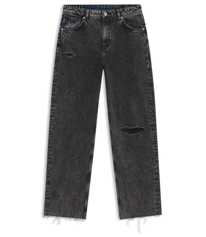 Hugo Black Relaxed Fit Jeans In Rigid Denim Black Women's