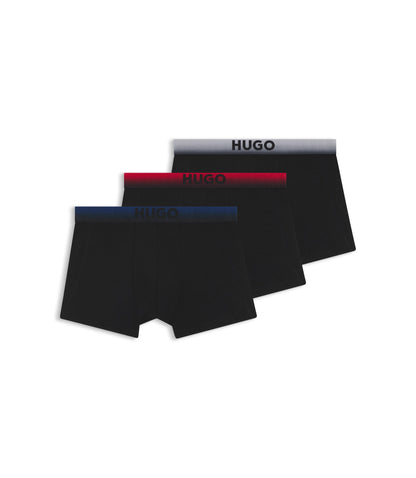 Hugo Three Pack Of Degrad Waistband Trunks Patterned