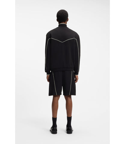 Hugo Cotton Blend Jacket With Embroidered Logo Artwork Black