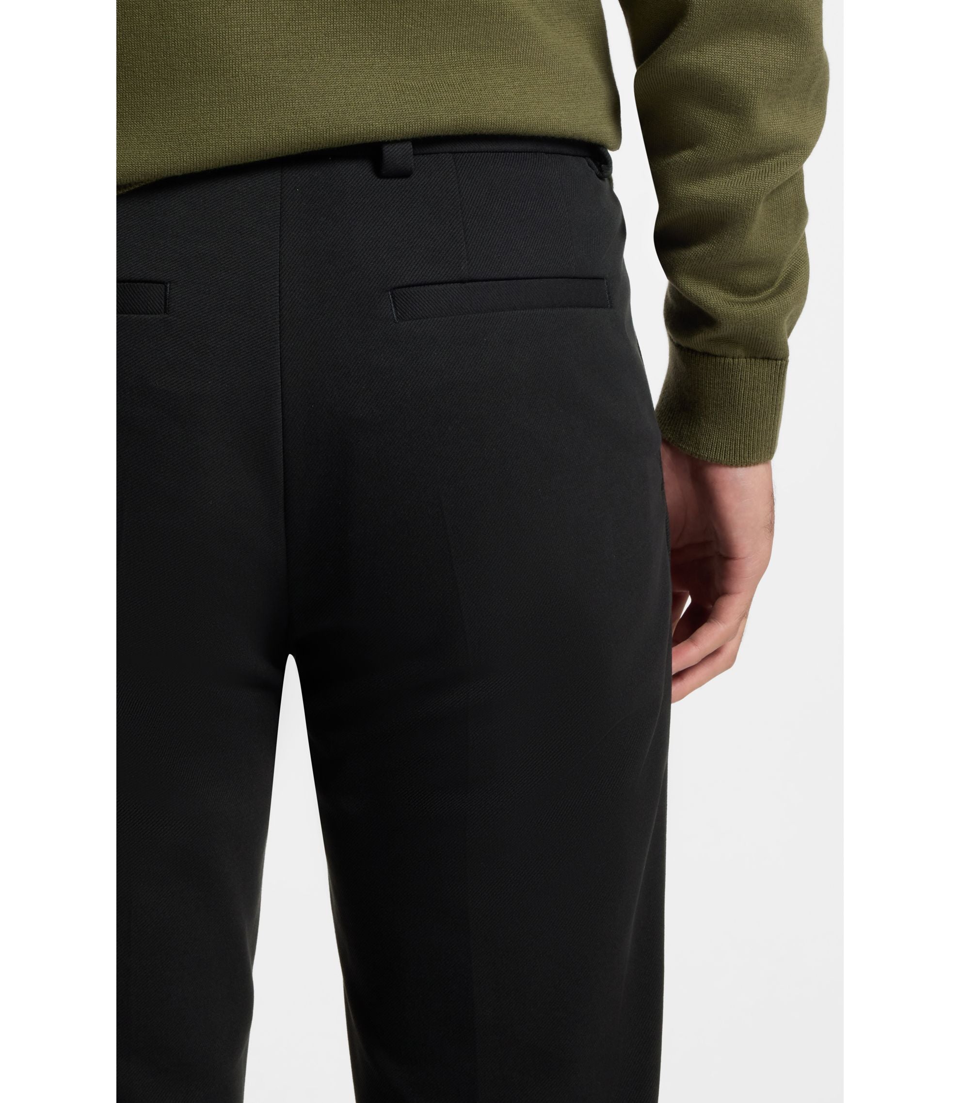 Hugo Melange Modern Fit Trousers In A Cotton Blend Black