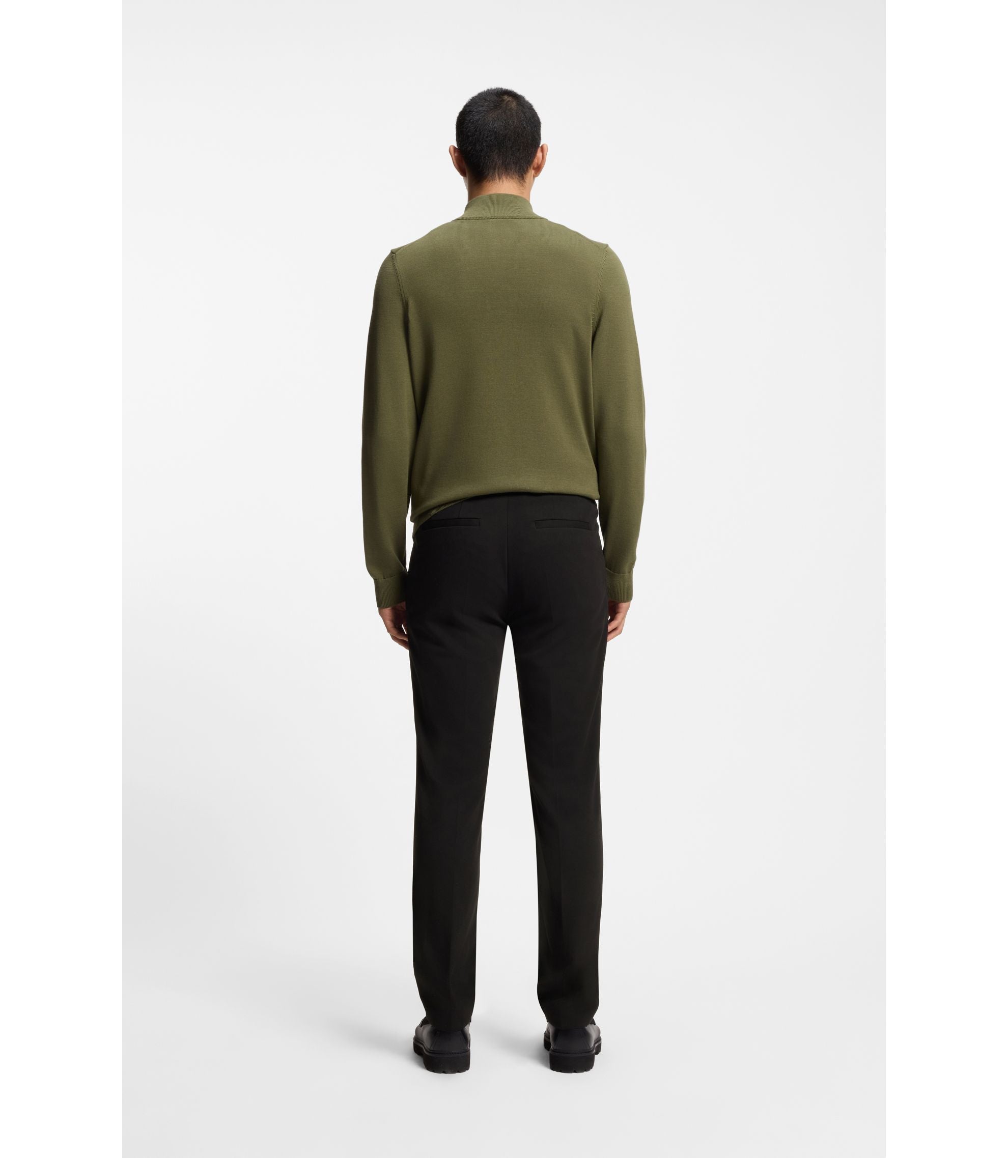 Hugo Melange Modern Fit Trousers In A Cotton Blend Black