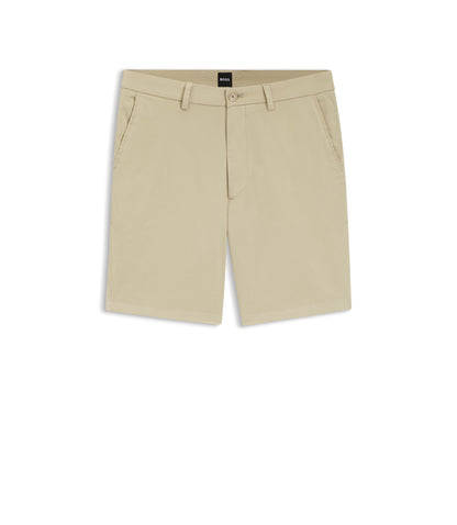 Boss Modern Fit Shorts In Stretch Cotton Twill Light Beige