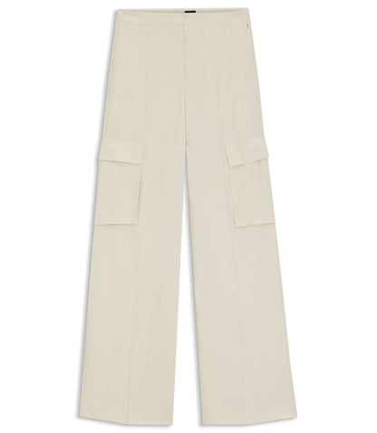 Boss Regular Fit Trousers With Cargo Pockets White Women's