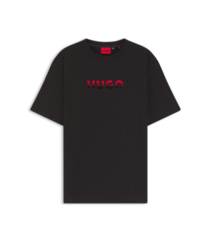 Hugo Gradient Logo Pyjama T Shirt In A Cotton Blend Black