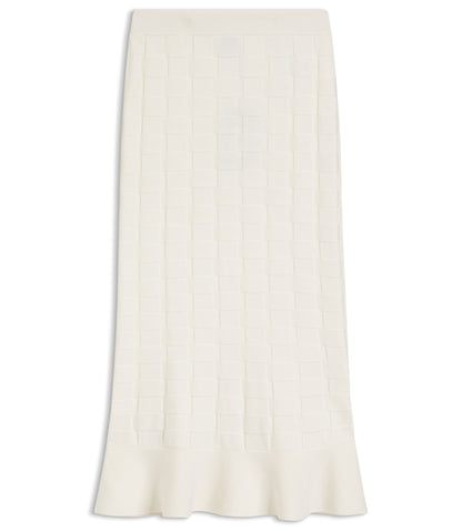 Boss Knitted Skirt With Check Texture White Women's