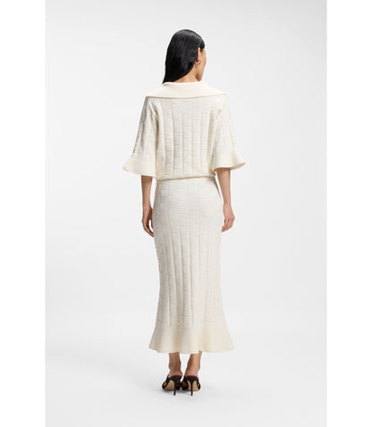 Boss Knitted Skirt With Check Texture White Women's
