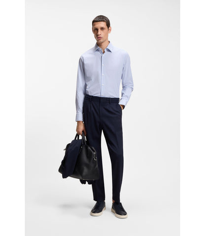 Boss Striped Regular Fit Shirt In Performance Stretch Fabric Light Blue