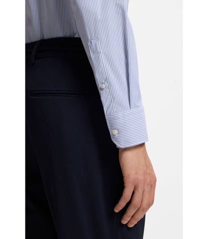 Boss Striped Regular Fit Shirt In Performance Stretch Fabric Light Blue