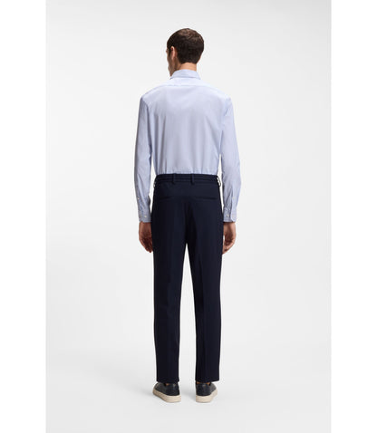 Boss Striped Regular Fit Shirt In Performance Stretch Fabric Light Blue
