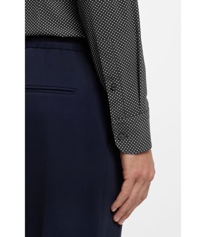 Boss Printed Slim Fit Shirt In Performance Stretch Jersey Dark Blue
