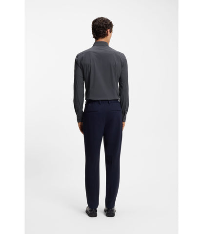 Boss Printed Slim Fit Shirt In Performance Stretch Jersey Dark Blue