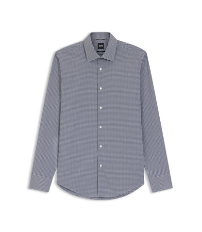 Boss Checked Regular Fit Shirt In Performance Stretch Fabric Black