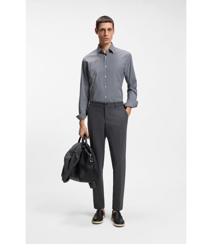 Boss Checked Regular Fit Shirt In Performance Stretch Fabric Black