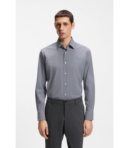 Boss Checked Regular Fit Shirt In Performance Stretch Fabric Black