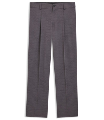 Hugo Checked Modern Fit Trousers In Stretch Cloth Dark Grey