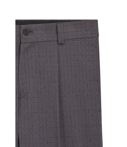Hugo Checked Modern Fit Trousers In Stretch Cloth Dark Grey