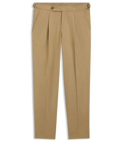 Boss Tapered Fit Trousers In Stretch Cotton Khaki