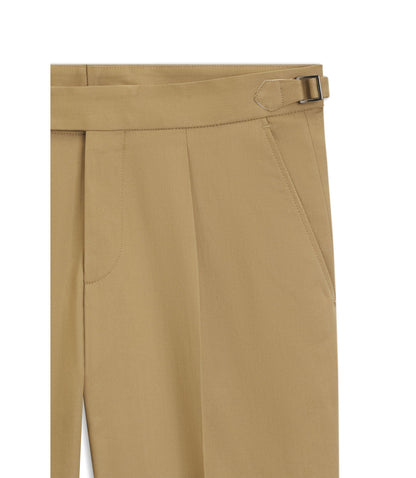 Boss Tapered Fit Trousers In Stretch Cotton Khaki