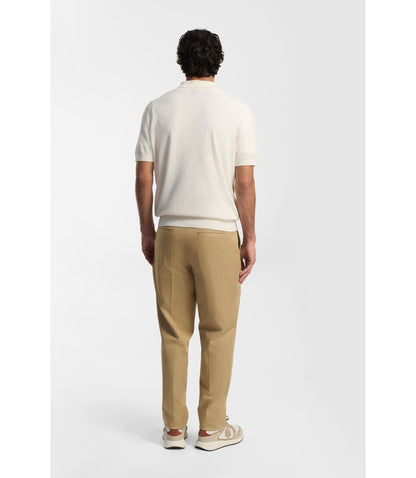 Boss Tapered Fit Trousers In Stretch Cotton Khaki