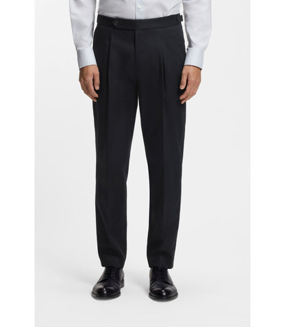 Boss Tapered Fit Trousers In Stretch Cotton Dark Blue